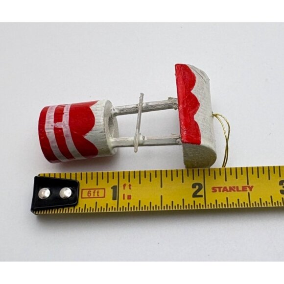 Vintage Wishing Well Christmas Ornament Mini Red White Hand Painted - Picture 3 of 6